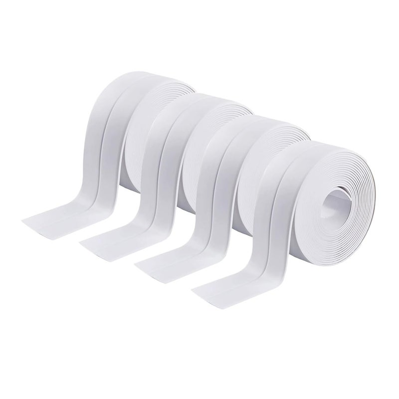 BLUEJUNWEI Caulk Tape Self Adhesive, 4 Rolls Waterproof Caulk Strip, Toilet Sealer Around Toilet Base, Traditional Caulking Replacement, Caulking Tape for Bathroom, Bathtub, Floor Wall Edge Protector - Image 1